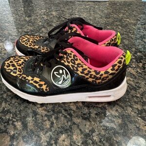 Zumba Leopard Print Sneakers with Pink Accents